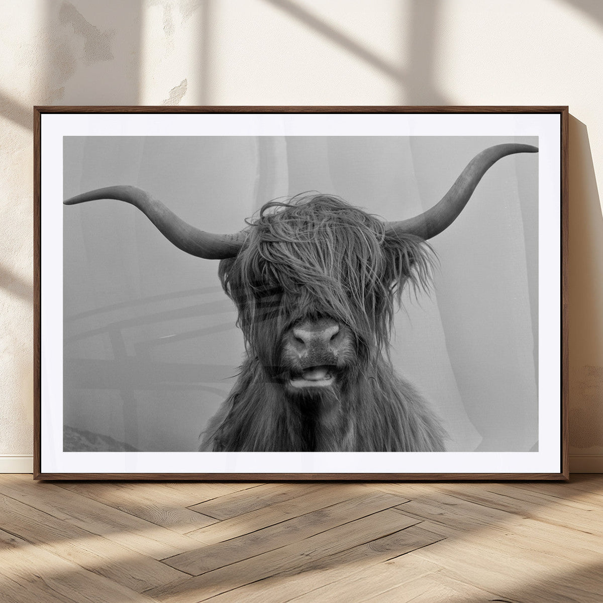 Texas Cow Wall Art Canvas, Texas Longhorn Cattle Canvas Print