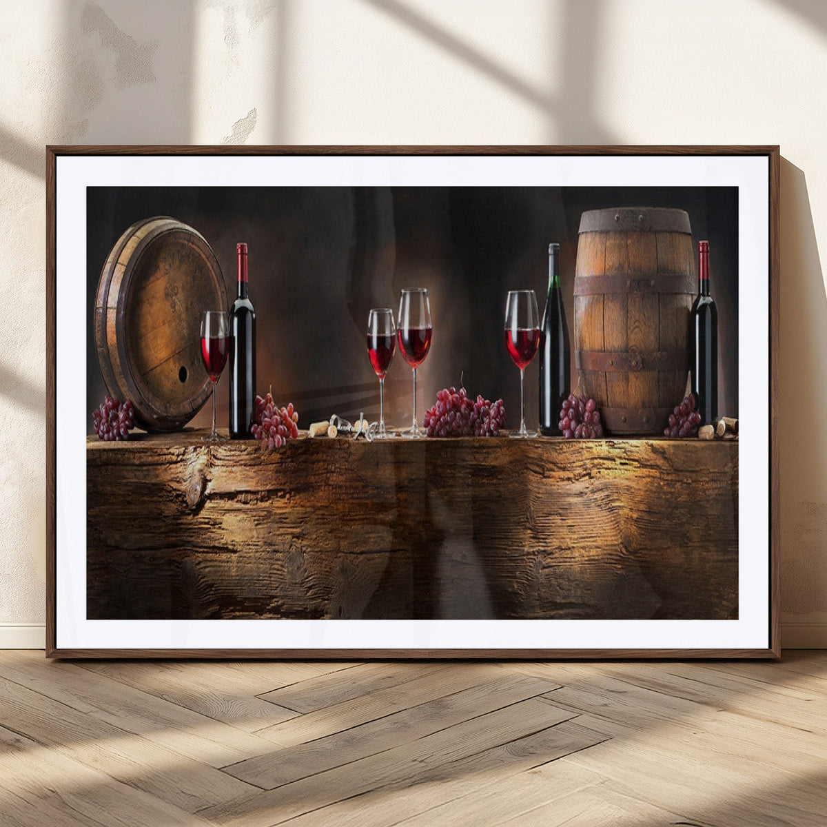 Wine and Barrels Wall Art Canvas Print