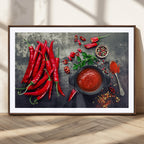 Red Chili Peppers Wall Art Kitchen Artwork Canvas Print