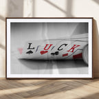 Framed Lucky Poker Cards Canvas | Modern Triptych Wall Art for Game Rooms