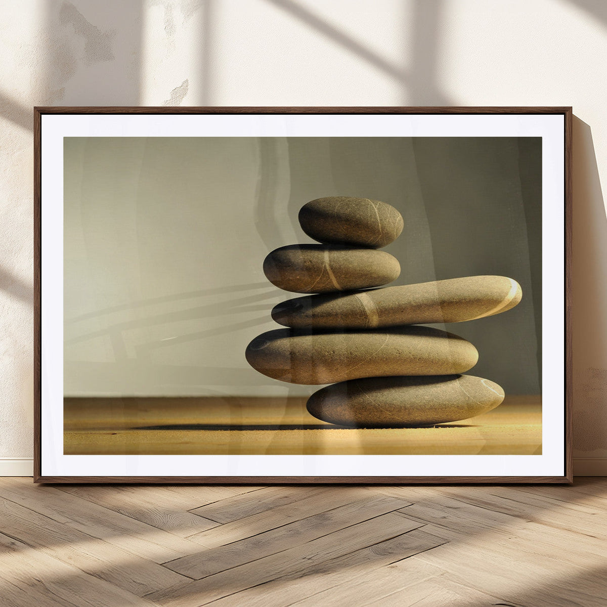 Fluvial Zen Stones Canvas Wall Art Print