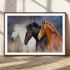 Animal Wall Art Three Horses Farmhouse Art Canvas Print