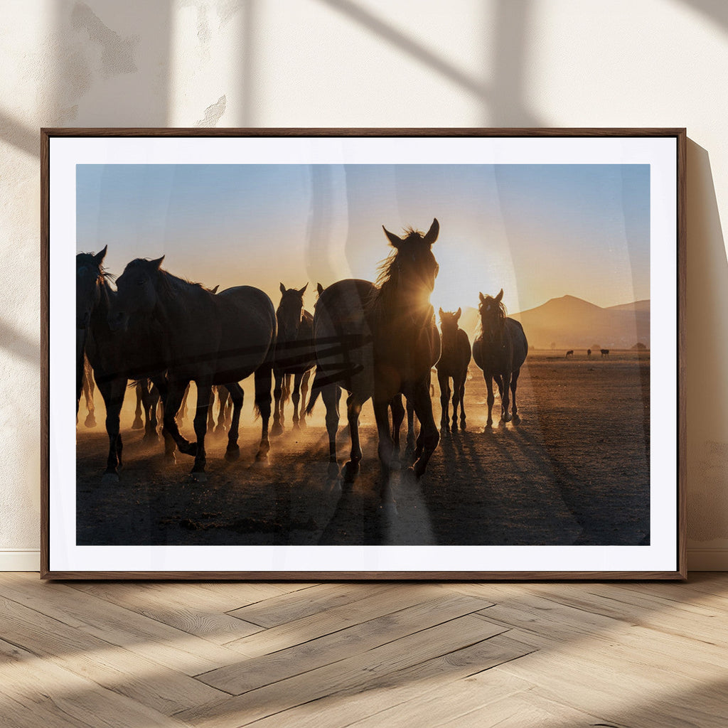 Horse Herd Wall Art Animal Canvas Print