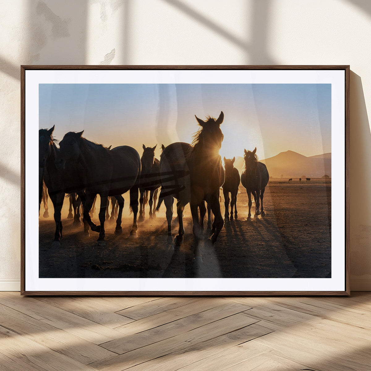 Horse Herd Wall Art Animal Canvas Print