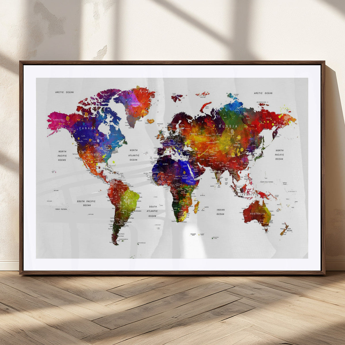 World Map Canvas Print | Detailed Map of the World Wall Art