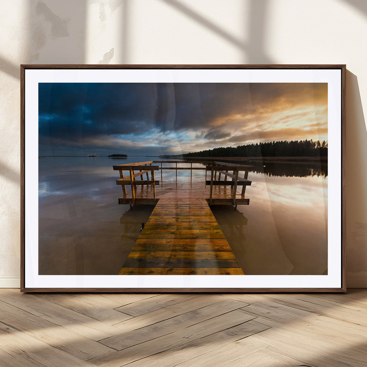 Serene Lake Pier at Sunset Canvas Print | Landscape Wall Art | Ready to Hang