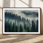 Captivating Misty Forest Wall Art, Foggy and Serene Atmosphere Canvas Print