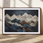 Rustic Mountain Landscape Wall Art Canvas Print, Framed 3D Wooden Effect Mountain Art