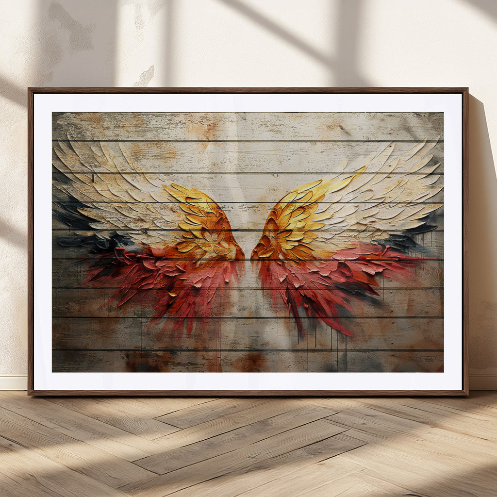 Abstract Angel Wings Canvas Wall Art, Modern Angelic Wings Decor, Framed and Ready to Hang