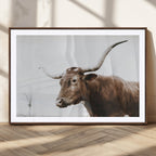 Rustic Bull Wall Art Canvas Print, Modern Longhorn Farmhouse Animal Decor