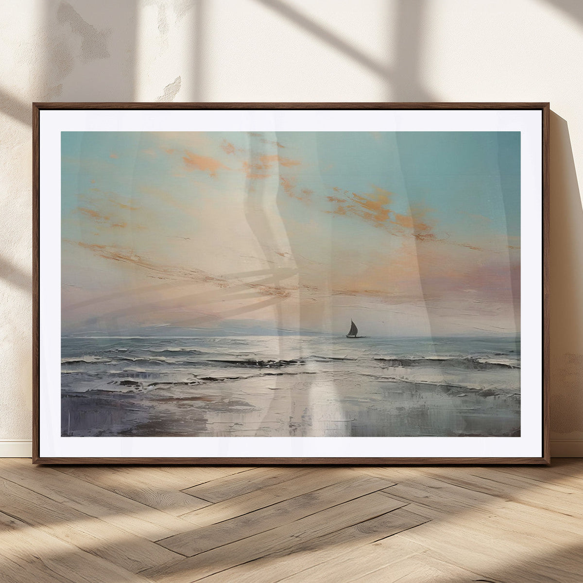 Abstract Ocean Wall Art, Boat Wall Art Canvas Print