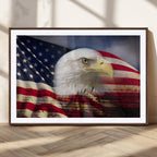 American Flag Eagle Symbol Wall Art Canvas Print, Patriotic American Flag Eagle Wall Art