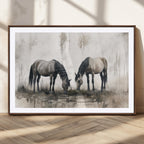 Chinese Ink Style Vintage Horses Wall Art Canvas Print