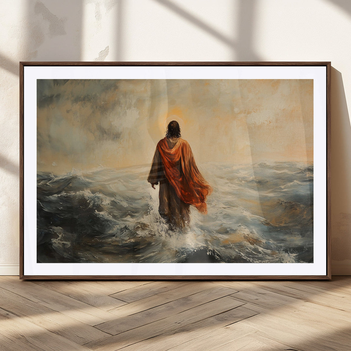 Jesus Walking on Water, Christian Wall Art, Jesus Christ Oil Painting Style Print