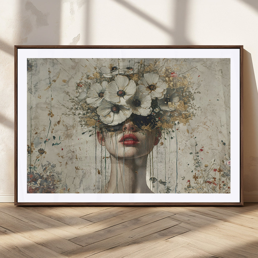 Abstract Floral Women Pastel Wall Art Canvas Print