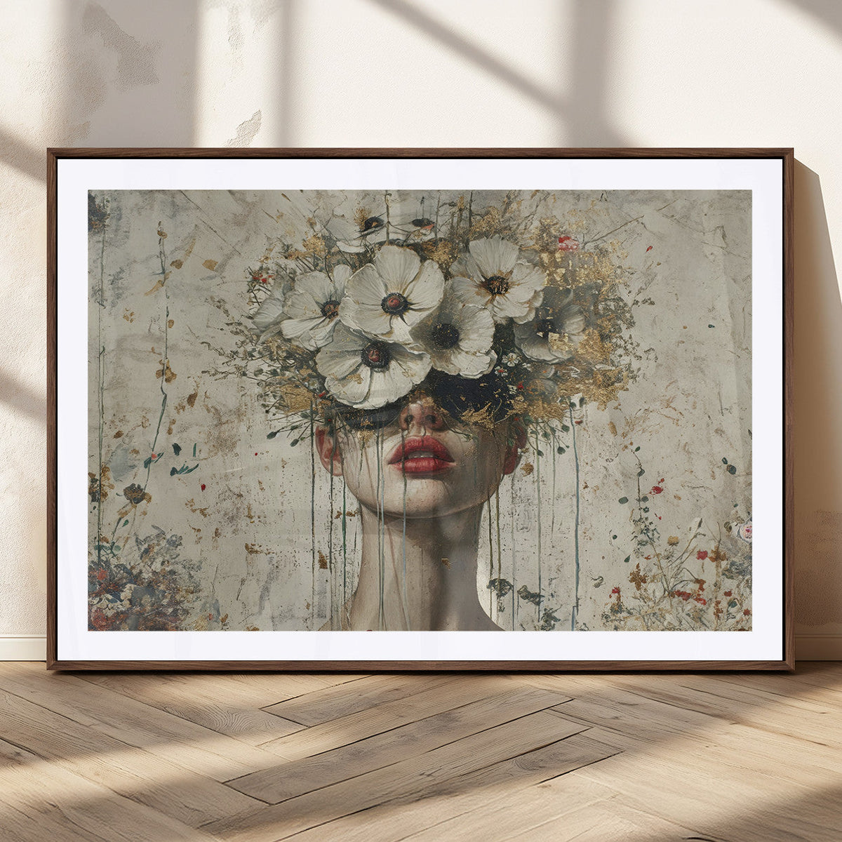 Abstract Floral Women Pastel Wall Art Canvas Print