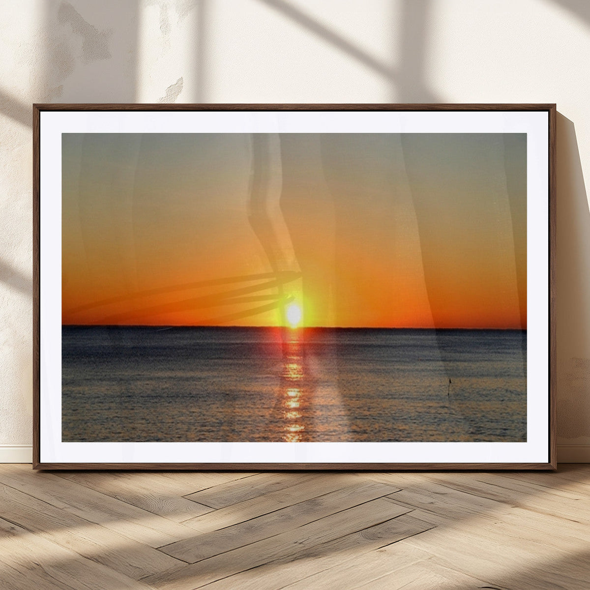 Golden Horizon Sunset Over Ocean Wall Art Canvas Print | Tropical Beach Canvas