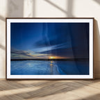 Blue Sunset Ocean Canvas Wall Art Print | Serene Coastal Horizon