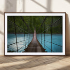 Suspension Bridge Over River Canvas Art | 3-Panel Nature Wall Art