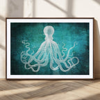 Green Octopus Abstract Wall Art Canvas Print