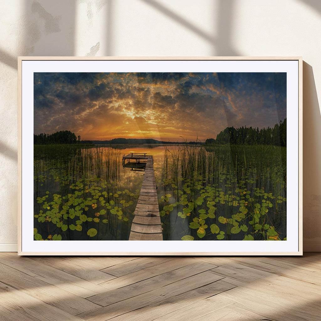 Lake and Flower Wall Art Canvas Print