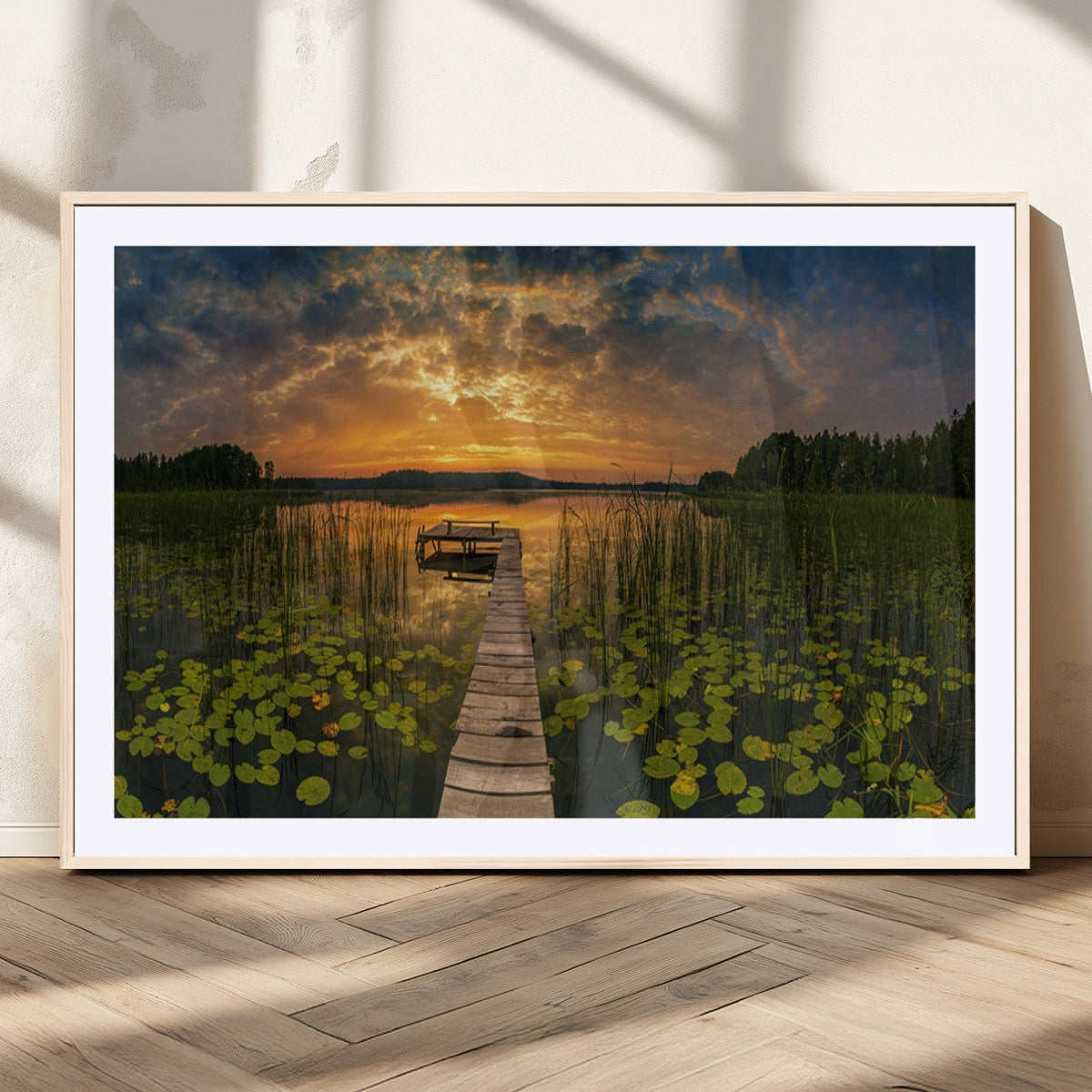 Lake and Flower Wall Art Canvas Print