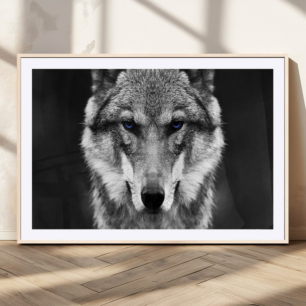 Black and White Wild Wolf Wall Art Canvas Print