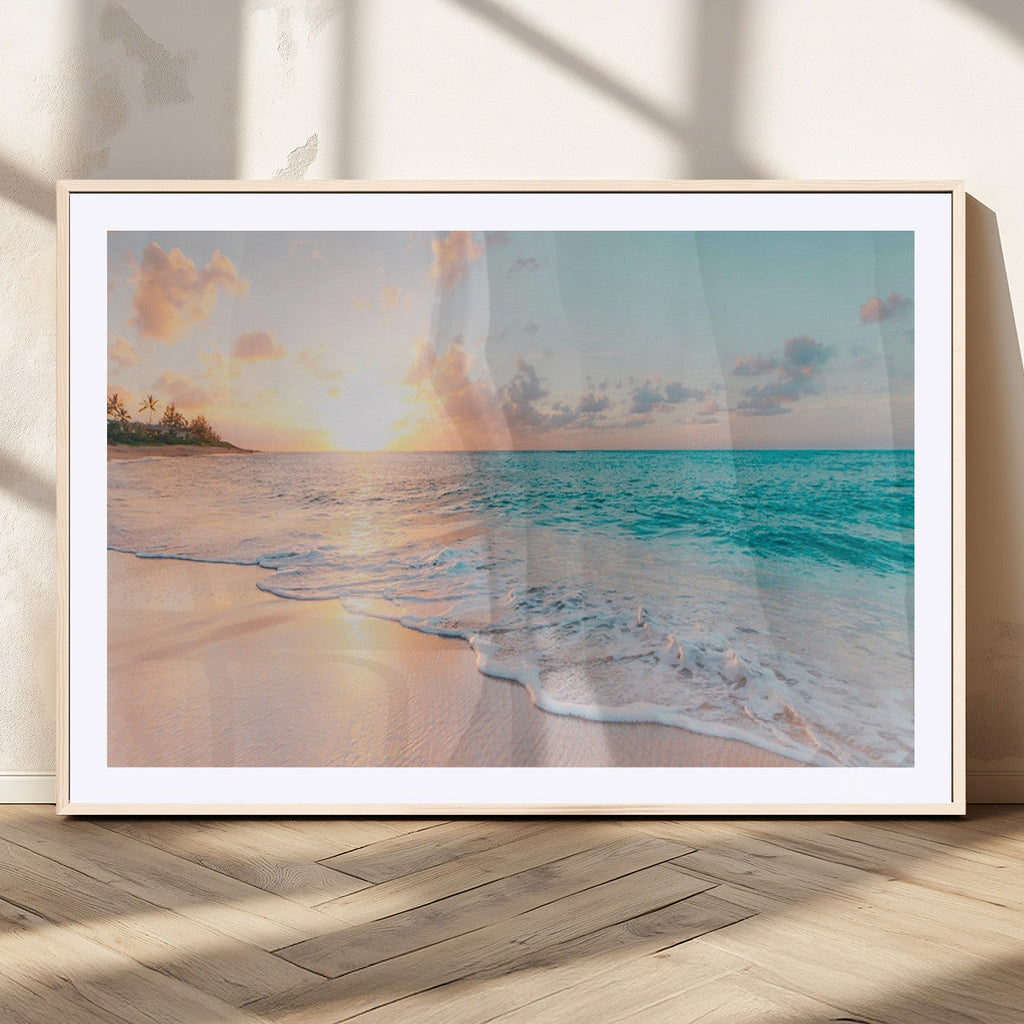 Beach Wall Art, Stunning Ocean Sunset Canvas Print with Coastal Design for Relaxing Home Decor