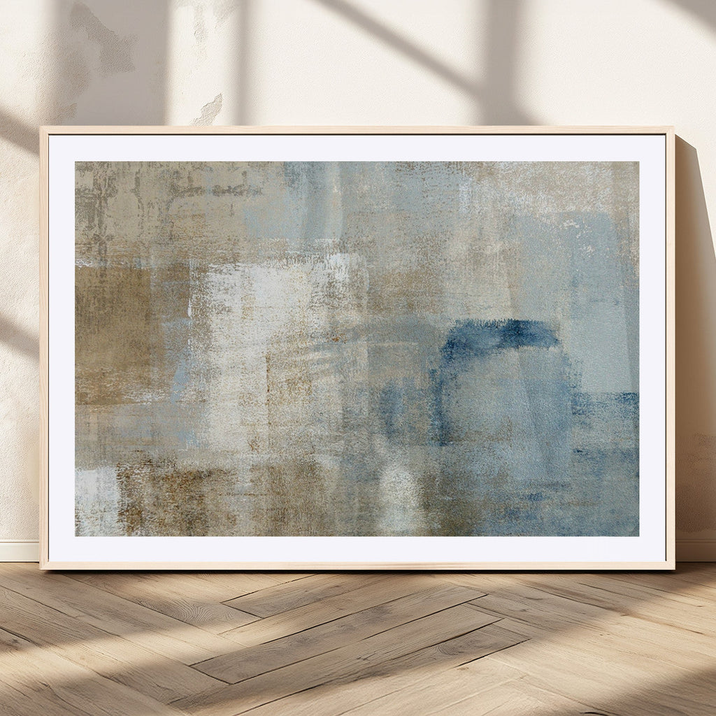 Abstract Blue and Beige Wall Art, Modern Minimalist Canvas Print Set
