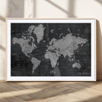 World Map Canvas Print, Detailed Map of the World Wall Art for Home or Office