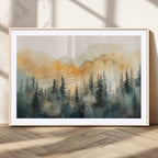 Abstract Forest Print | Mountain Wall Art | Autumn Landscape Canvas Print