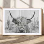 Rustic Charm, Cow Longhorn Black White Bighorn Wall Art