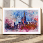 Disney Wall Art: Dreamy Watercolor Cinderella Castle Canvas Print
