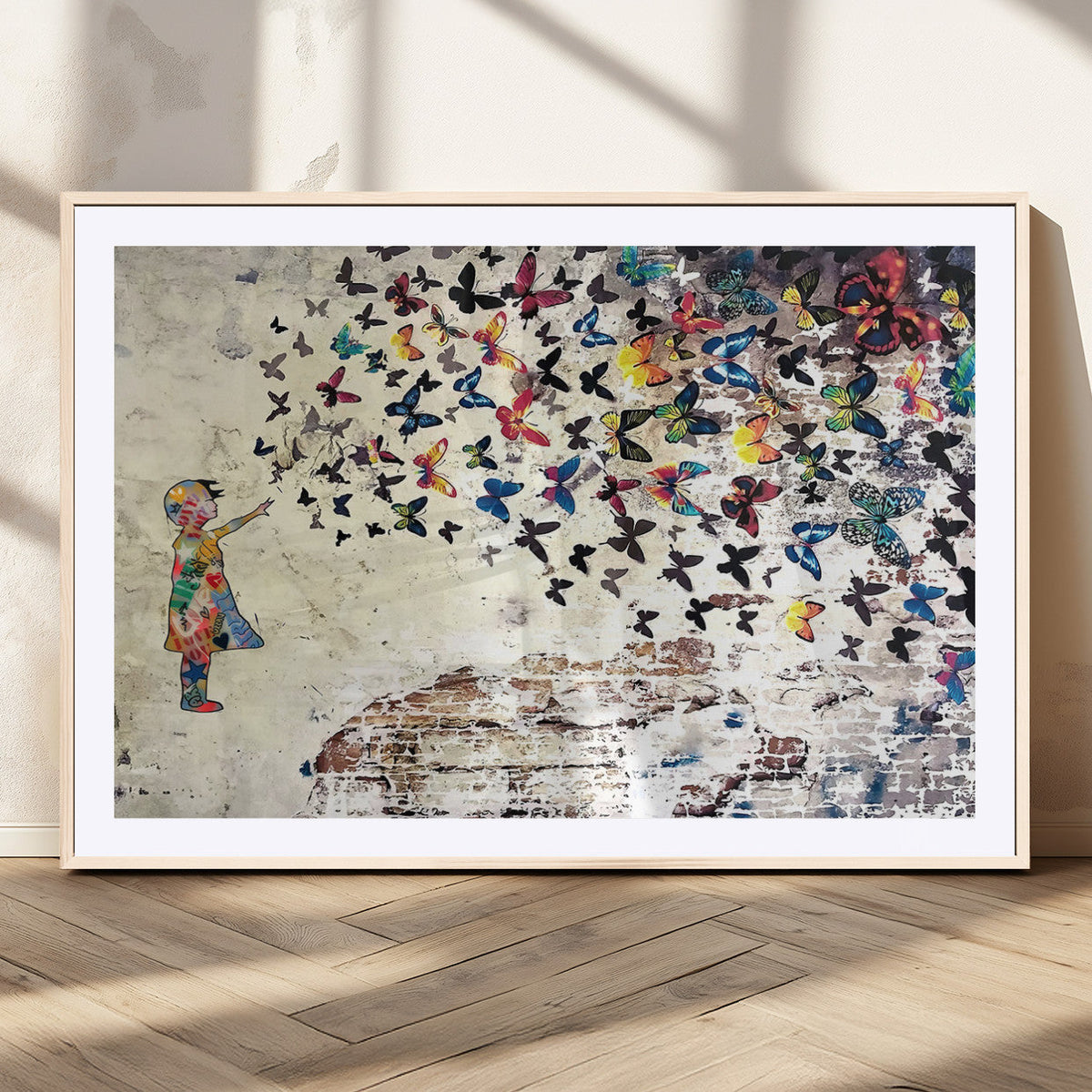 Banksy Wall Art - Banksy Girl Butterfly Graffiti Wall Art