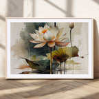Lotus Flower Watercolor Canvas Print | A Symbol of Serenity and Growth in Soft Watercolors