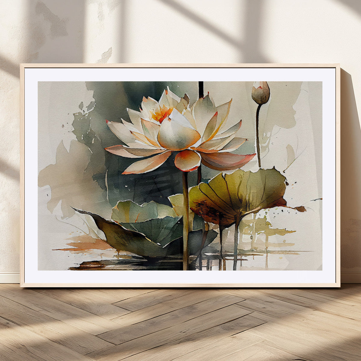 Lotus Flower Watercolor Canvas Print | A Symbol of Serenity and Growth in Soft Watercolors