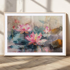 Lotus Flower Wall Art | 3 Panel Giclee Canvas Print of Pink Lotus Blossoms