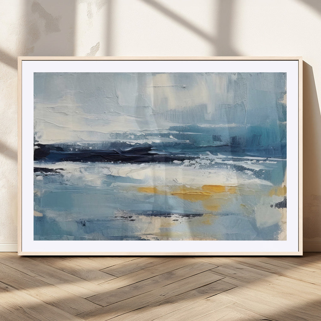 Abstract Ocean Canvas Wall Art - Coastal Blue and Gold