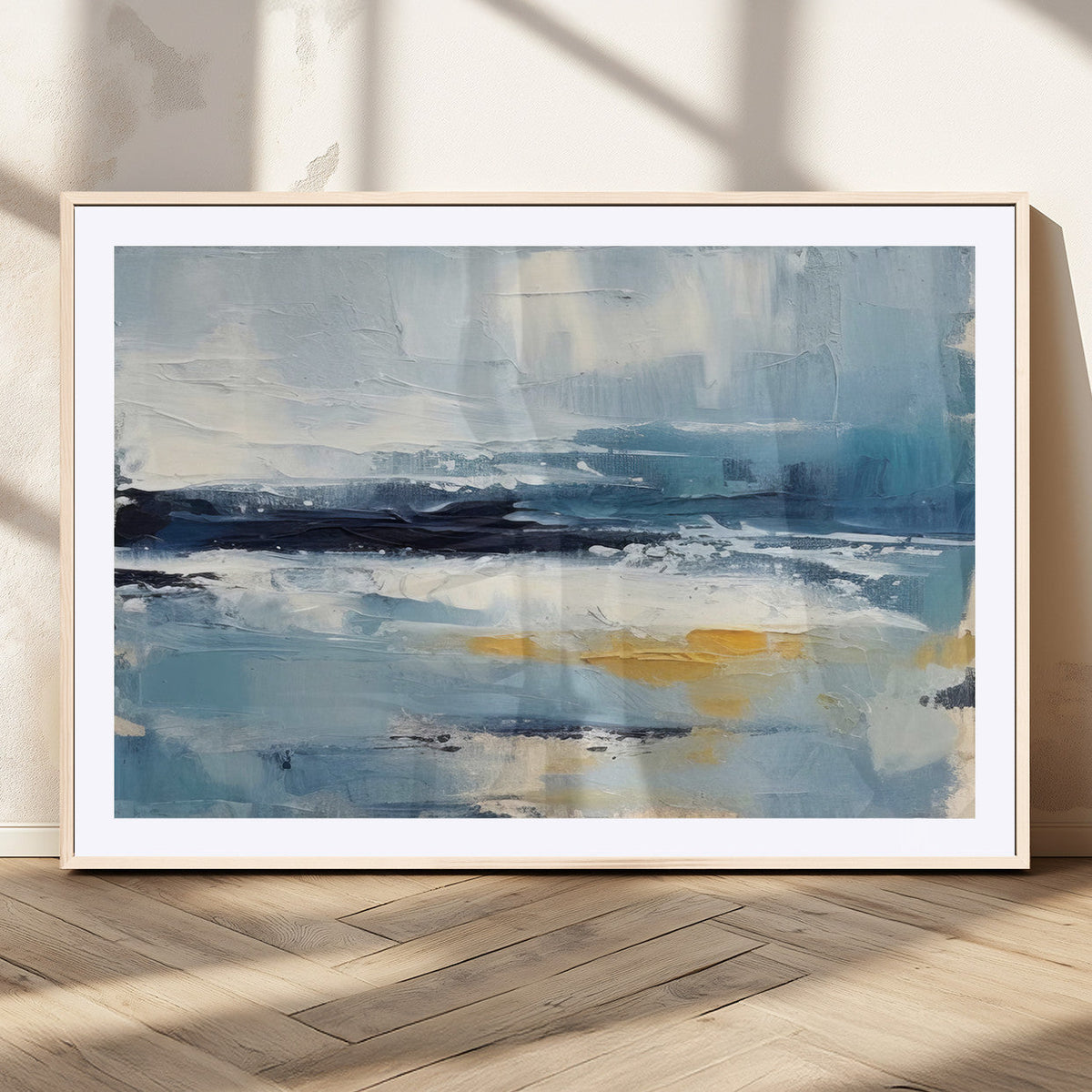 Abstract Ocean Canvas Wall Art - Coastal Blue and Gold