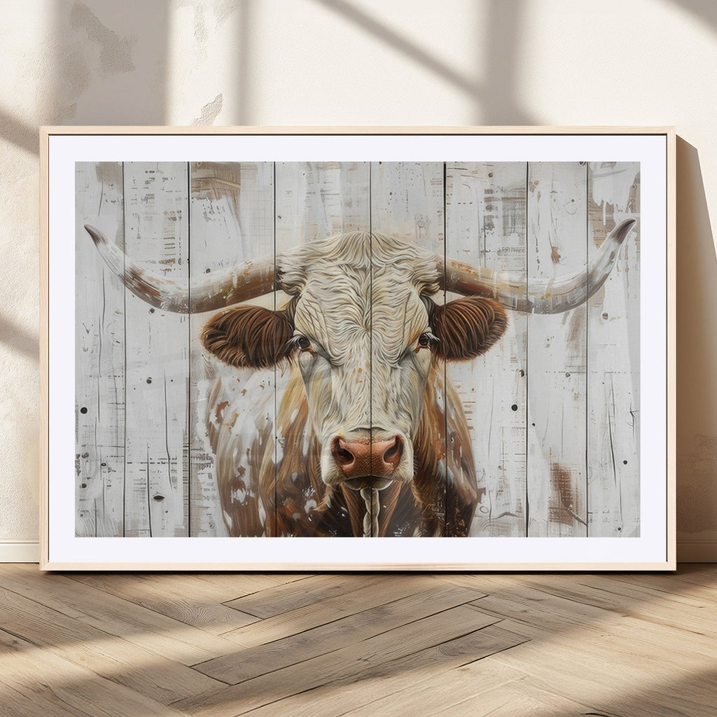 Rustic Longhorn Bull Wall Art Canvas Set