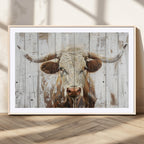 Rustic Longhorn Bull Wall Art Canvas Set