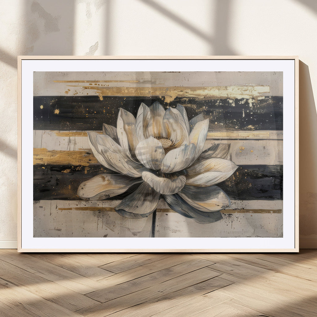 Lotus Flower Wall Art | Framed Abstract Floral Canvas