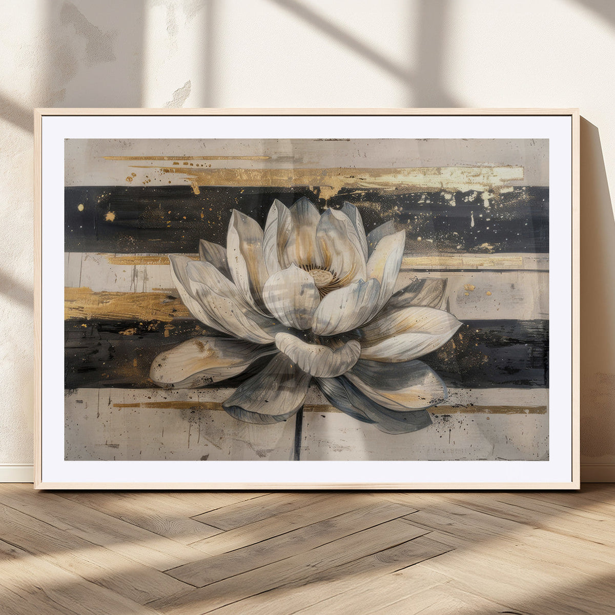 Lotus Flower Wall Art | Framed Abstract Floral Canvas