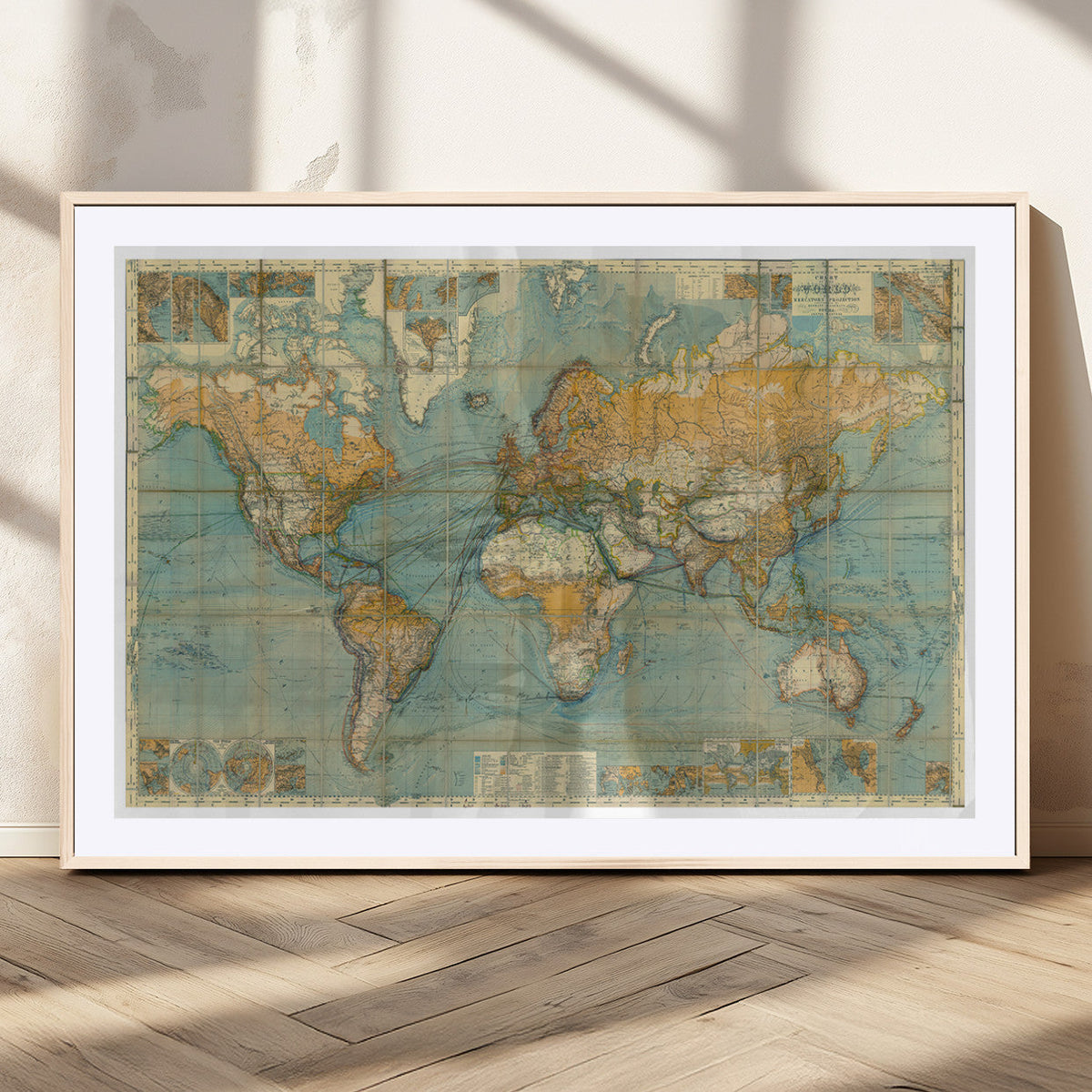 Push Pin World Map Canvas Print | Travel Tracker Wall Art for Couples