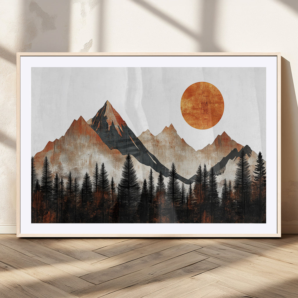 Modern Abstract Mountain Canvas Wall Art Print