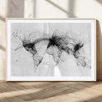Abstract World Map Wall Art | Framed Geometric Line Canvas