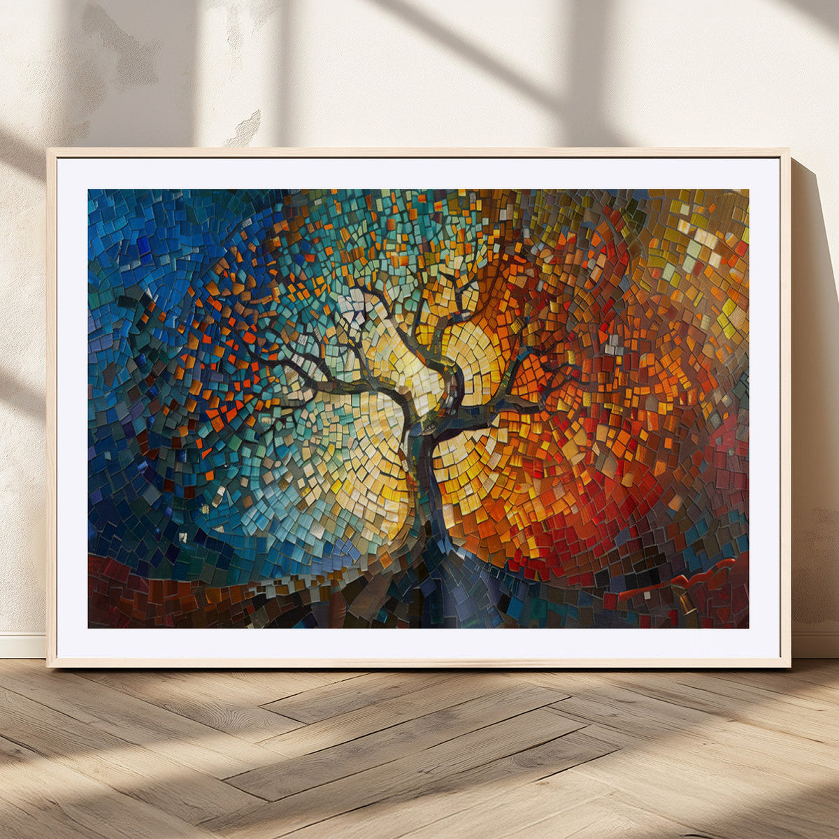 Yggdrasil Tree of Life Mosaic Stained Glass Wall Art Canvas Print
