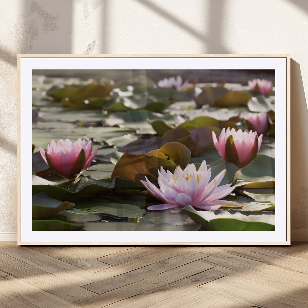 Lotus Flower Wall Art Canvas Print, Water Lily Large Wall Art for Yoga Room Decor