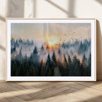 Abstract Forest Wall Art, Serene Nature Canvas Print with Misty Forest Design for Modern Home Decor