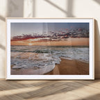 Ocean Sunset Wall Art Canvas Print | Sandy Shore and Gentle Waves